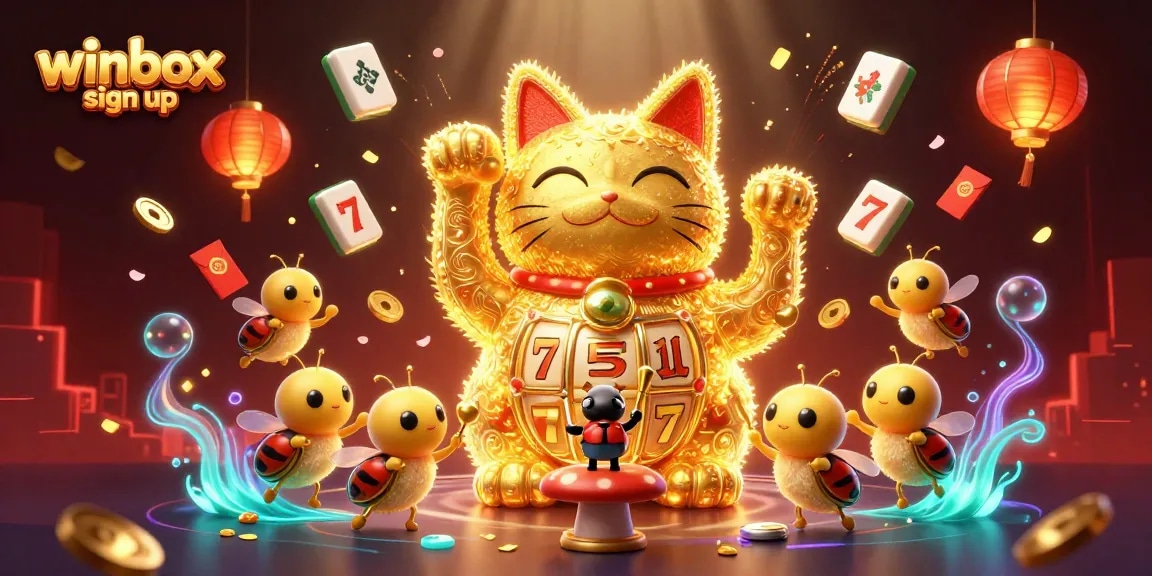 Experience the thrill of winbox sign up with vibrant illustrations of luck, games, and excitement.