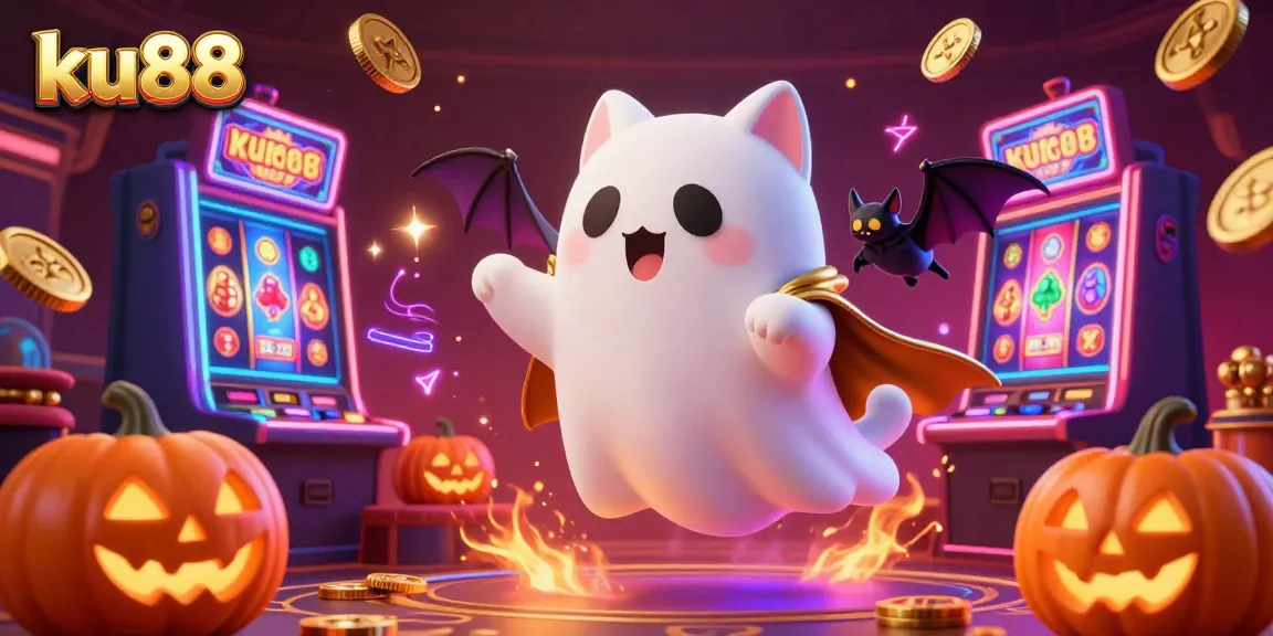 Play at ku88 with exciting 3D casino games featuring ghostly characters and vibrant slot themes.