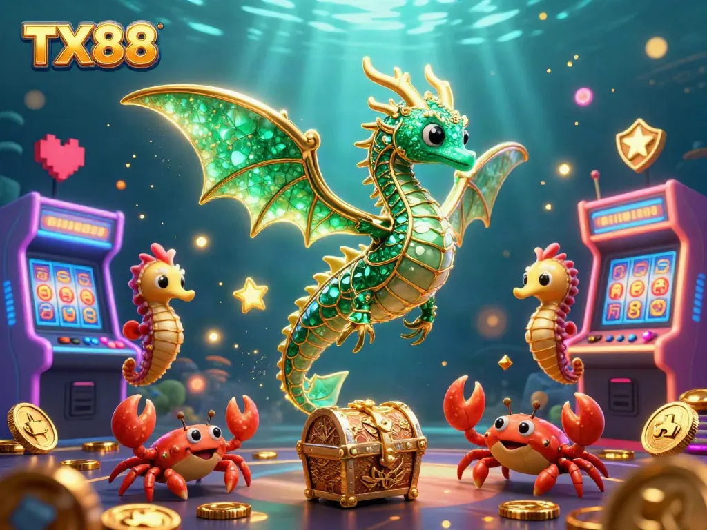 Engage with TX88's vibrant casino world featuring immersive dragon and treasure elements.