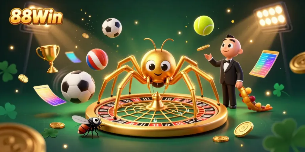Experience dynamic sports betting action with 88Win's captivating roulette wheel scene.