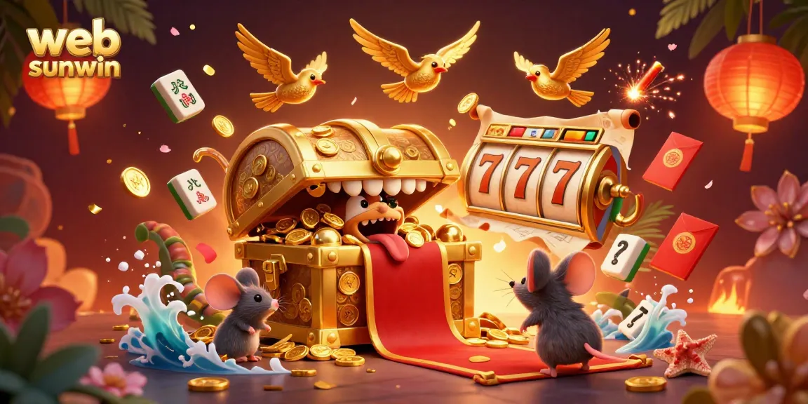 Engage with the dynamic world of web sunwin, featuring playful mice discovering treasures in a vibrant casino scene.