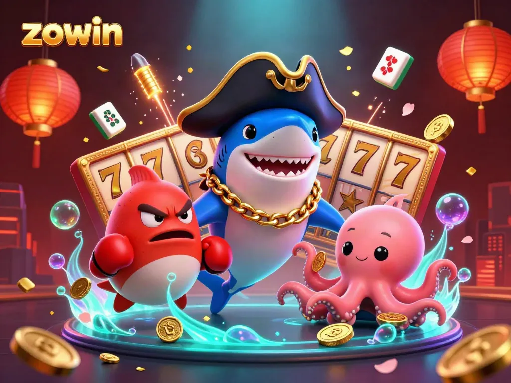 Engage with the thrill of winning at zowin, illustrated with vibrant casino characters and elements.