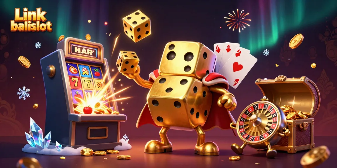 Engage with thrilling games at Link balislot featuring a dynamic scene of golden dice and bursting jackpots.