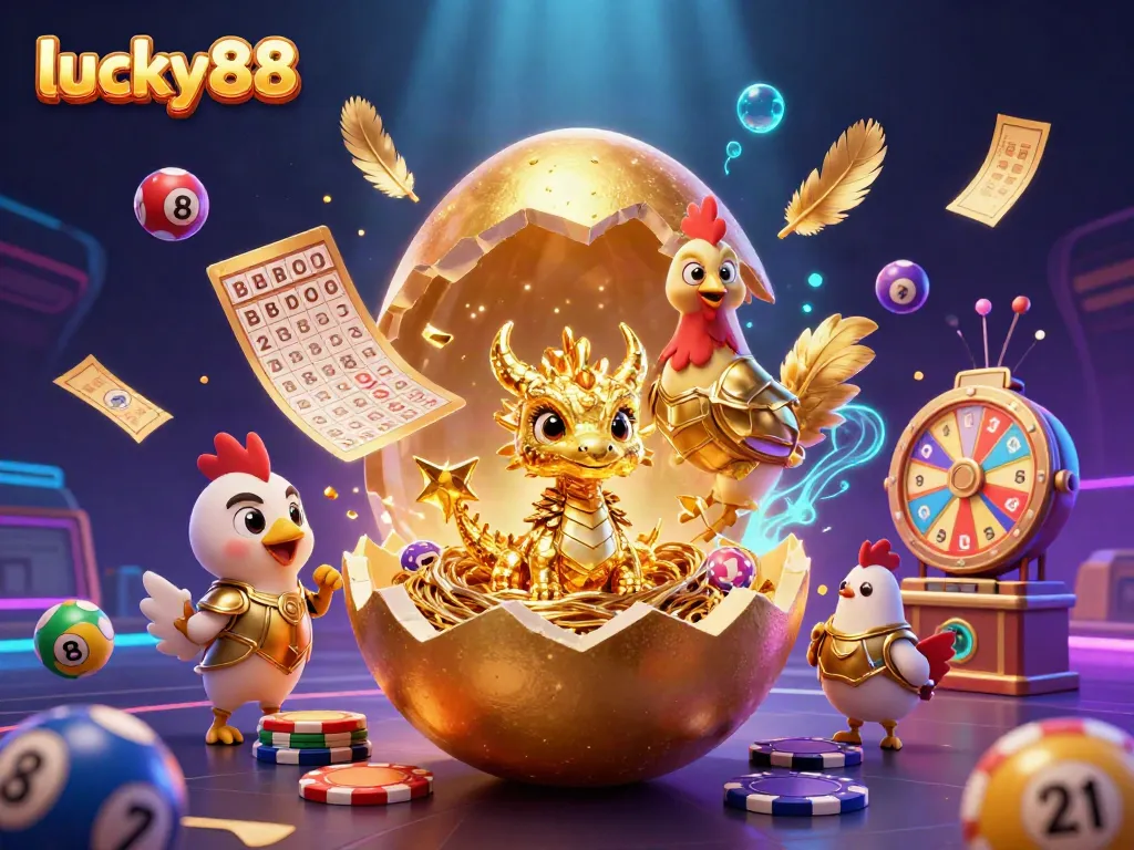 Experience the thrilling lucky88 adventure with a vibrant 3D display showcasing dynamic elements and captivating characters.