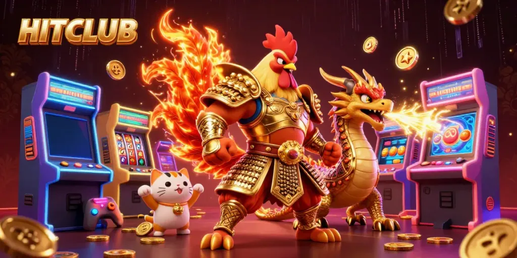 Experience thrilling gameplay at HITCLUB with a vibrant and dynamic casino adventure illustration