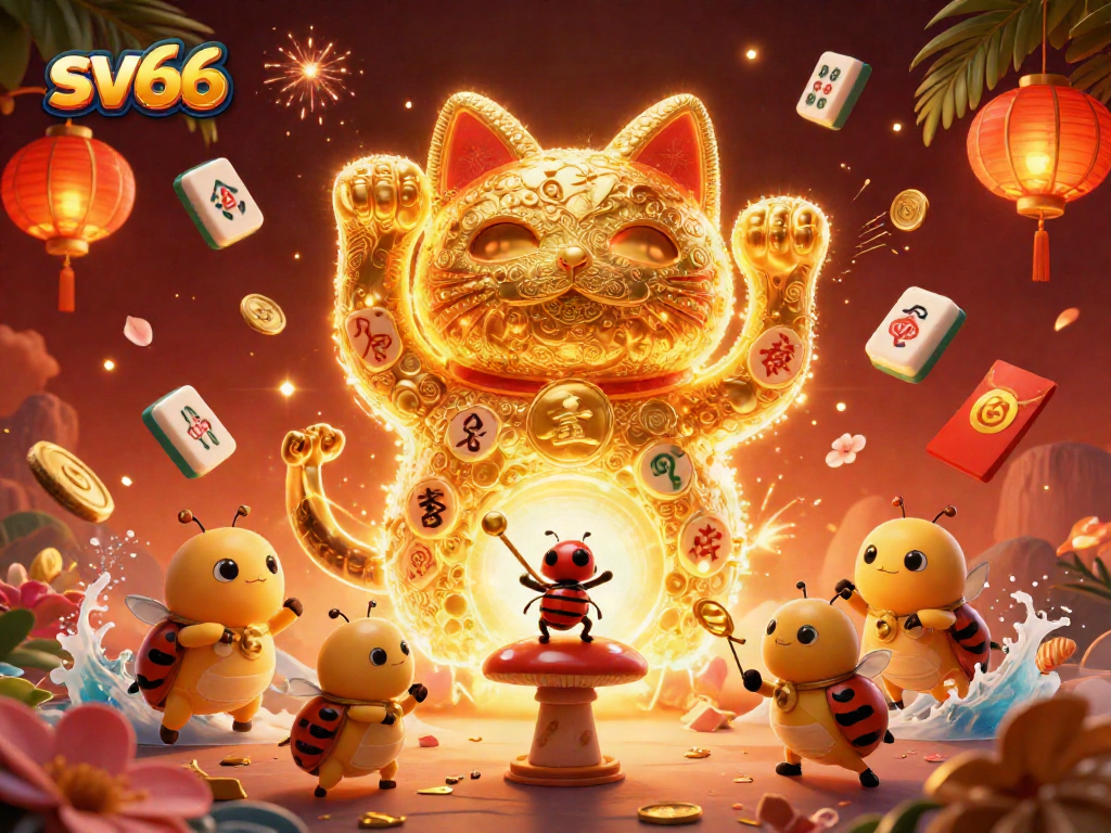 Experience exciting gameplay at sv66 with a golden lucky cat symbolizing fortune and wealth.