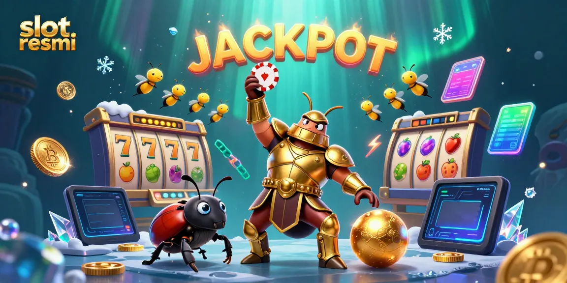 Celebrate big wins in slot resmi with a victorious beetle scene surrounded by dynamic game elements.