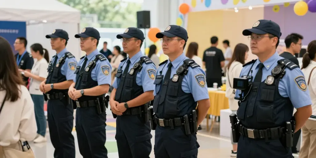 Security personnel providing professional event safety at a local venue.