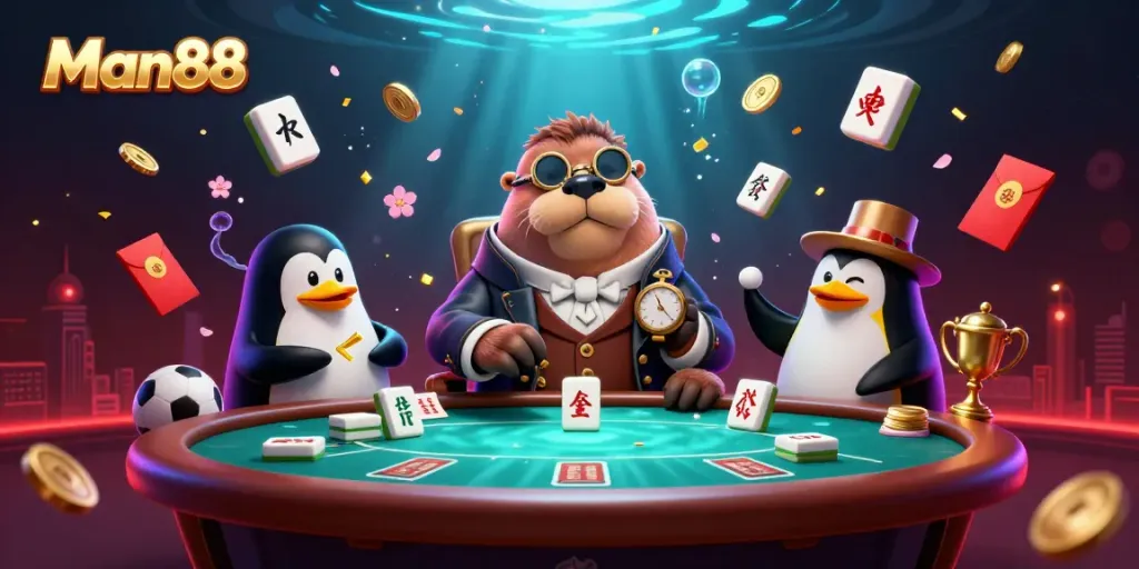 Man88 players engage in an underwater poker game, showcasing thrilling sports betting excitement.
