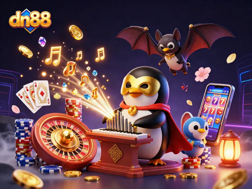 Win big at dn88 while enjoying a dynamic 3D casino experience with golden elements flying around.