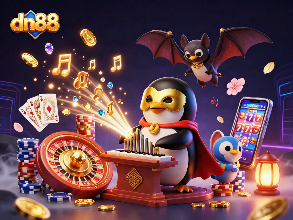 Win big at dn88 while enjoying a dynamic 3D casino experience with golden elements flying around.