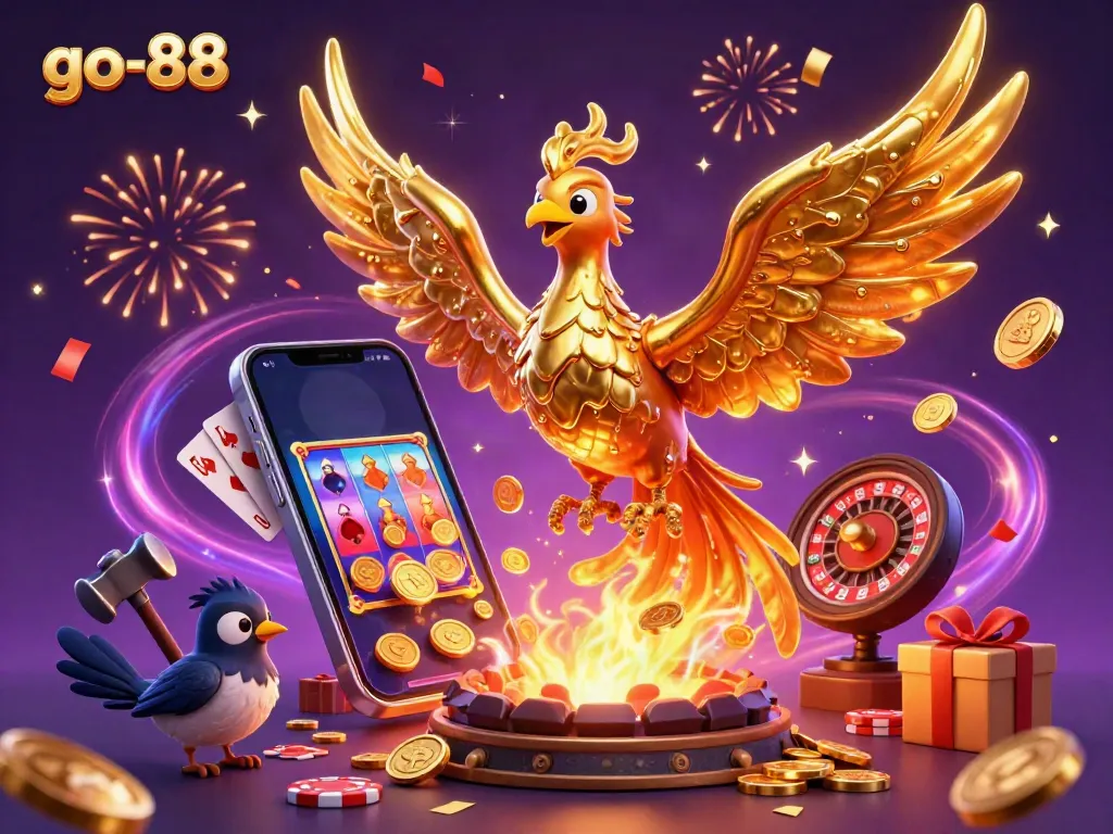 Experience winning excitement at go-88 with vibrant casino elements illustrated in a dynamic scene.