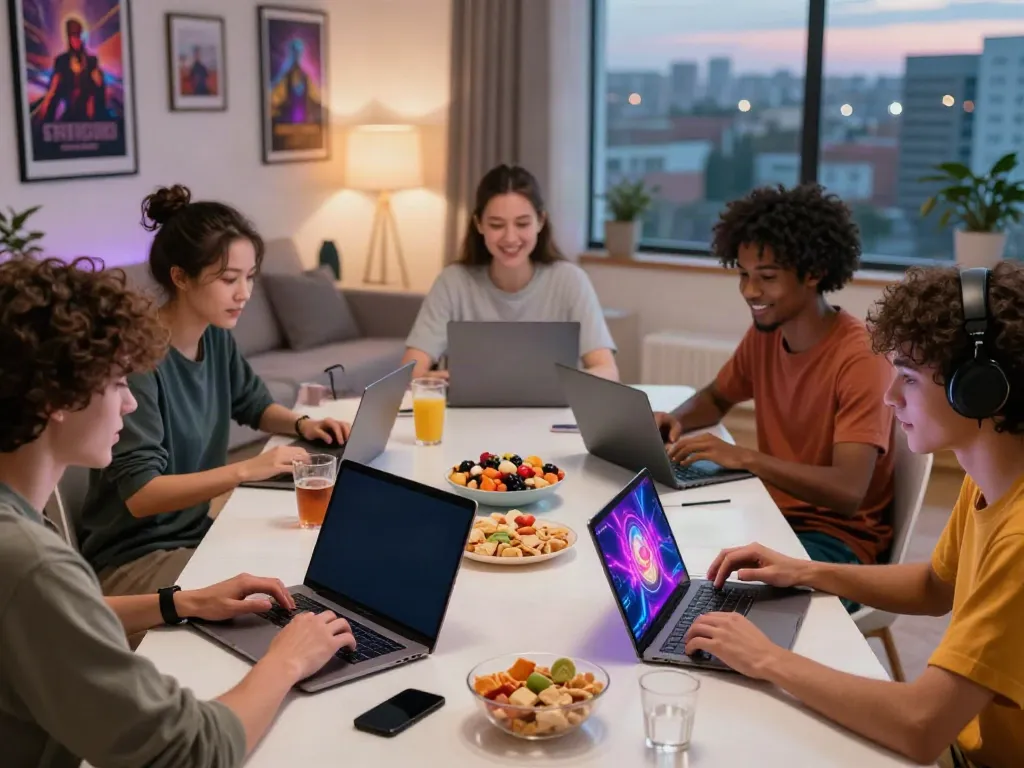 Group gaming session showcasing non GamStop casinos in a cozy living room.
