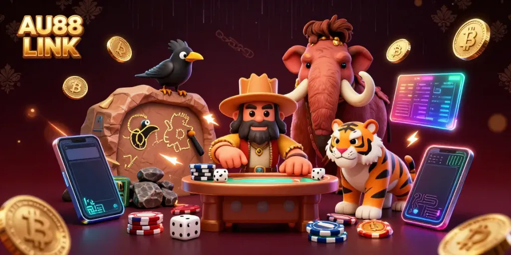 Experience the excitement of AU88 LINK with vibrant 3D characters in a playful casino setting.